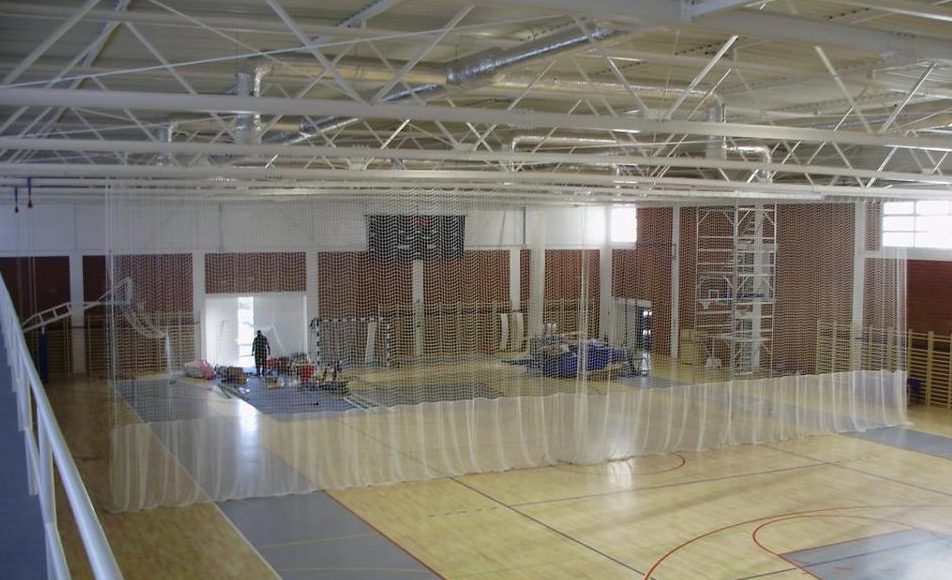 Nets for protection walls, ceilings in gyms and swimming pools